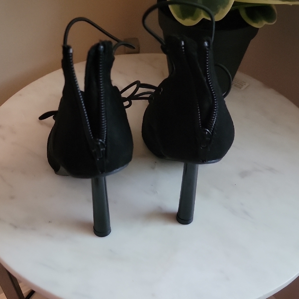 Wild Pair Black Lace-Up Ankle Boots - Picture 3 of 6